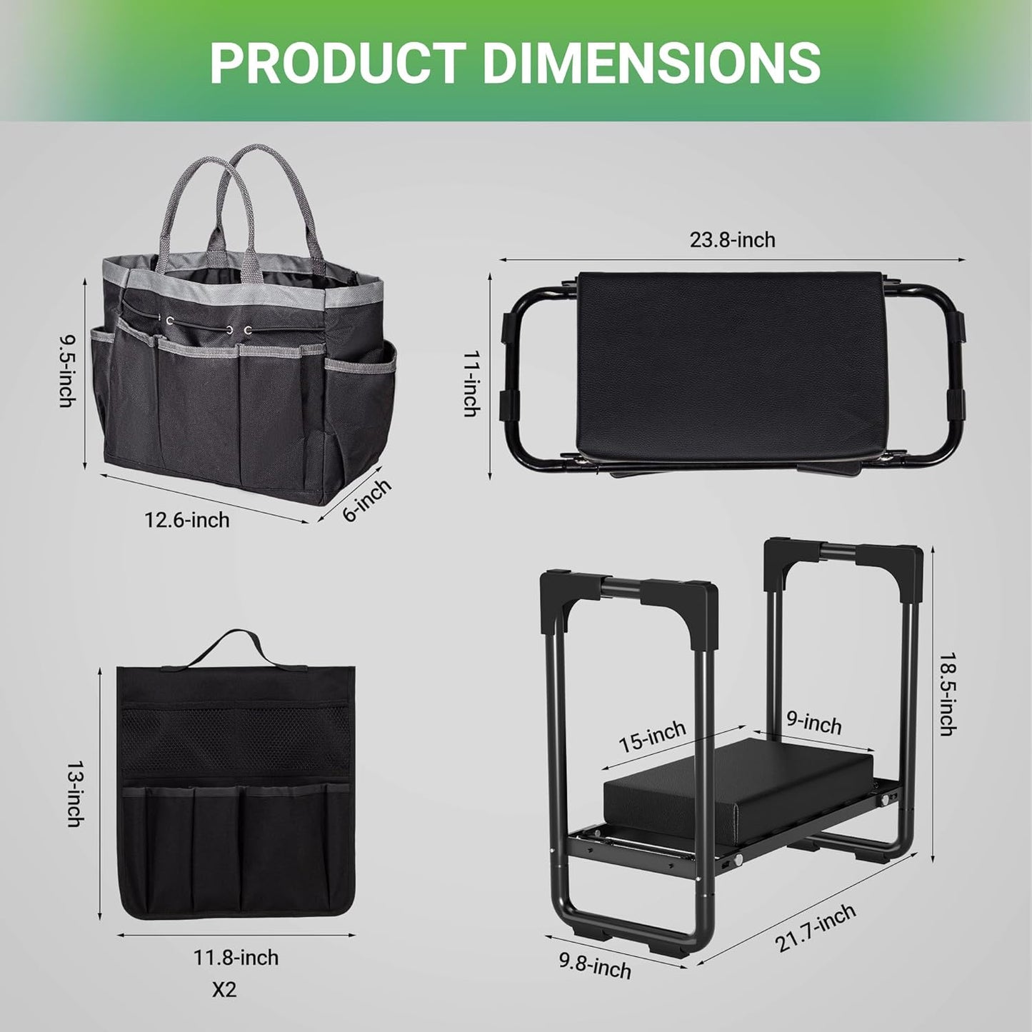 Walensee Garden Kneeler and Seat – Foldable Heavy Duty Garden Stool with Soft Leather Kneeling Pad, Removable Tool Pouch, Sturdy Steel Frame, No Assembly, Ideal Gardening Gift for Women & Men