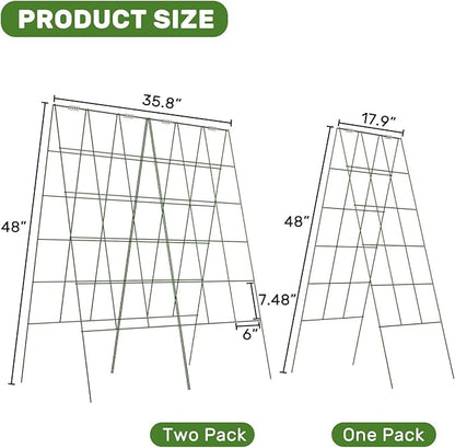 DOEWORKS Cucumber Trellis, 48" High Foldable A Frame Garden Trellis, 2 Pack, Plant Support for Climbing Cucumber, Beans, Tomatoes, Flowers, Green