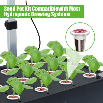 50pcs Grow Baskets for Indoor Hydroponics Supplies with 50pcs Seed Pod Label Stickers Aero Garden Replacement Kit for Smart Hydroponic Growing System