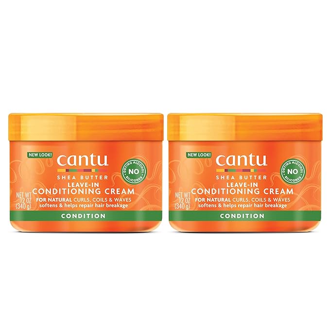 Cantu Leave-In Conditioning Cream for Natural Hair with Pure Shea Butter, 12 oz (Pack of 2)