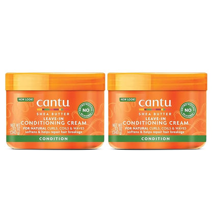 Cantu Leave-In Conditioning Cream for Natural Hair with Pure Shea Butter, 12 oz (Pack of 2)