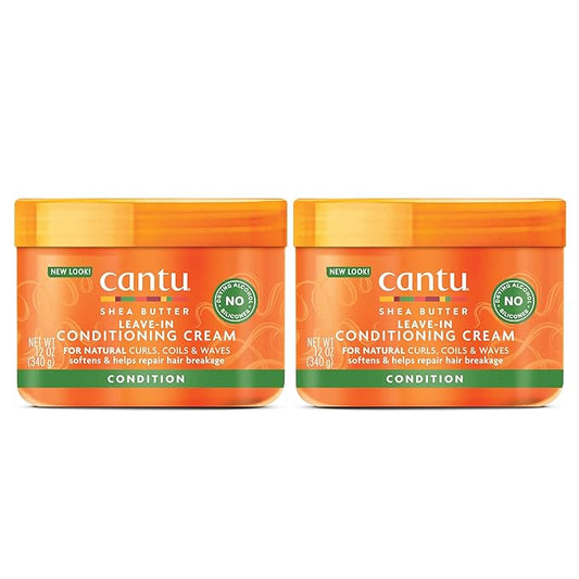 Cantu Leave-In Conditioning Cream for Natural Hair with Pure Shea Butter, 12 oz (Pack of 2)