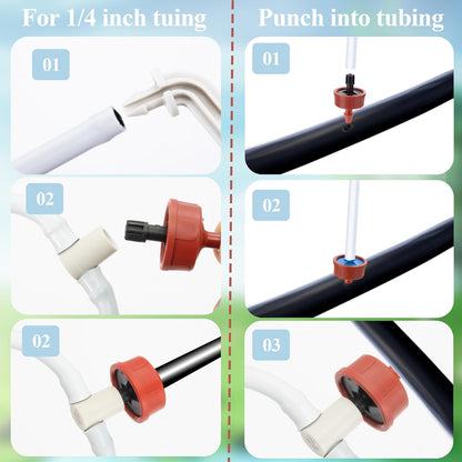 20 Pack Automatic Irrigation Dripper Stake Assembly, 1 GPH Irrigation Dripper Emitters for 2-Way 23.6 inch Irrigation tubing,Drip Emitters Bend Arrow Sprinklers for Garden Pots Irrigation Systems