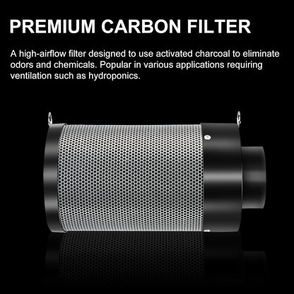 MELONFARM Air Filtration Kit 6", Built-in 14cm Fan Low Nois Carbon Filter with 12-Speed Controller, 8' Ducting, Cooling & Ventilation System for Grow Tents, Indoor Gardening, Hydroponics 6“x13.4