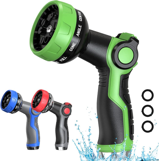 Hose Nozzle 10 Adjustable Patterns Garden Hose Nozzle Premium High Pressure Water Hose Nozzle with Thumb Control Design Hose Sprayer Nozzle for Garden & Lawns Watering, Cleaning, Pets & Car Washing