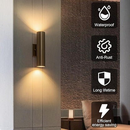 Modern Outdoor Wall Light 11.8" Integrated LED Cylinder Up and Down Outdoor Lights, 2-Light Exterior Lighting Fixtures for House Patio Front Porch Garage