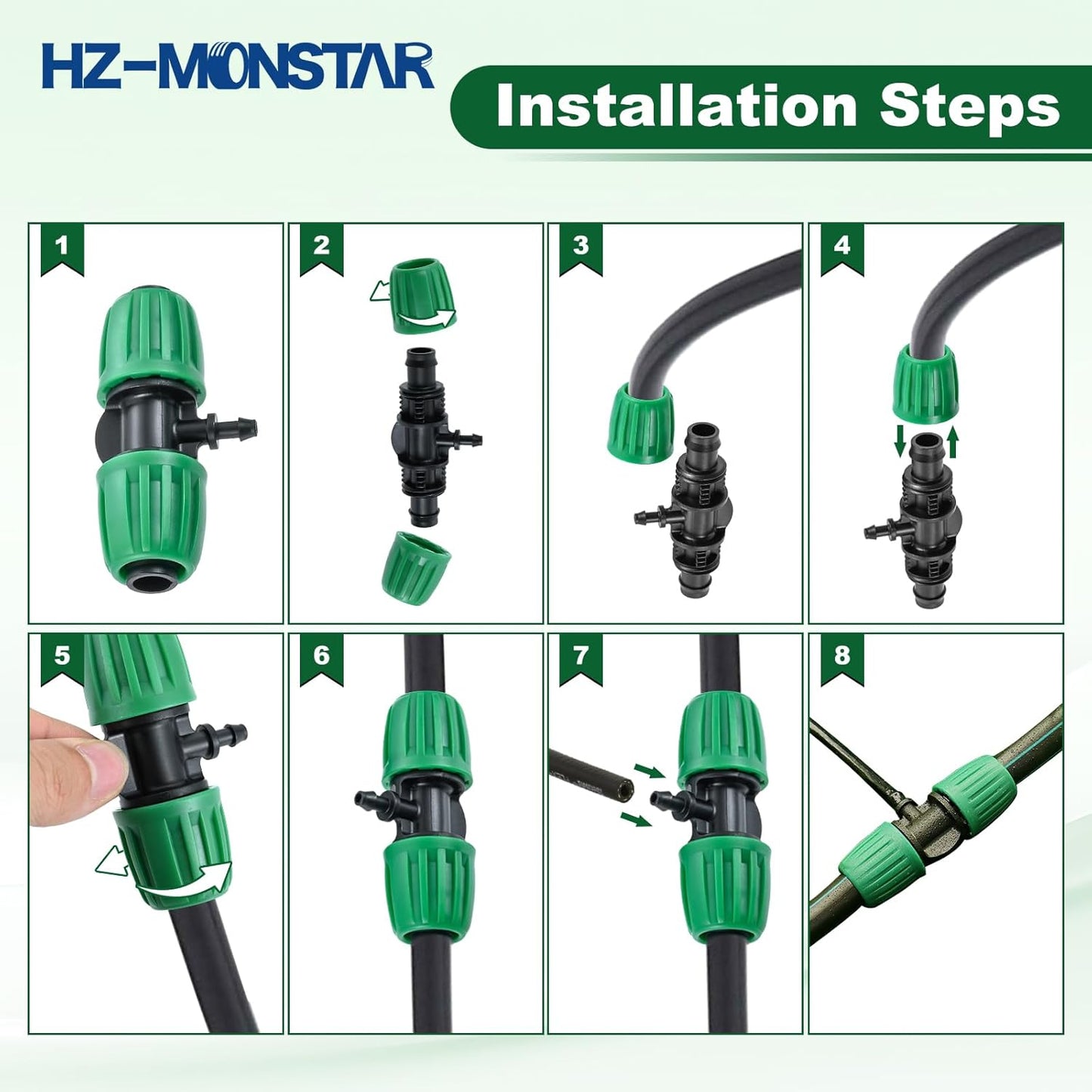 1/2 to 1/4 Drip Irrigation Fittings, 12Pcs Barbed Tee 1/2" Drip Irrigation Tubing (1/2" ID x0.6-0.63" OD) 16mm to 1/4" Irrigation Tube Fitting Twist Locked 3 Way Connectors