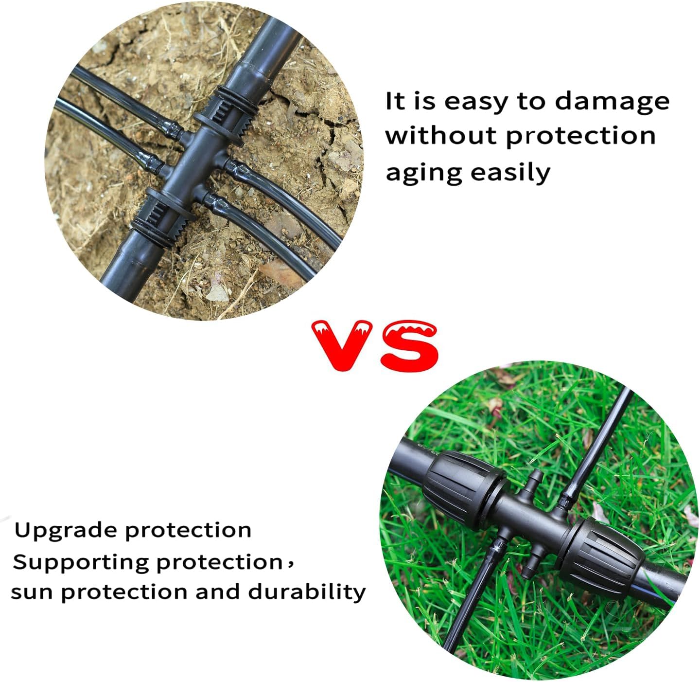 Barbed Tee Irrigation Fittings 1/2 Inch to 1/4 Inch Drip-proof Fitting for Irrigation Pipe (1/2'' ID x 0.60''-0.63'' OD) 6-Way-20 PCS