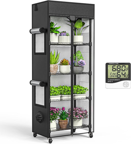 Small Greenhouse for Indoors, 5 Tier 23.1" L×13.2" W×61.2" H mini Greenhouse Outdoor, Indoor Adjustable Shelves