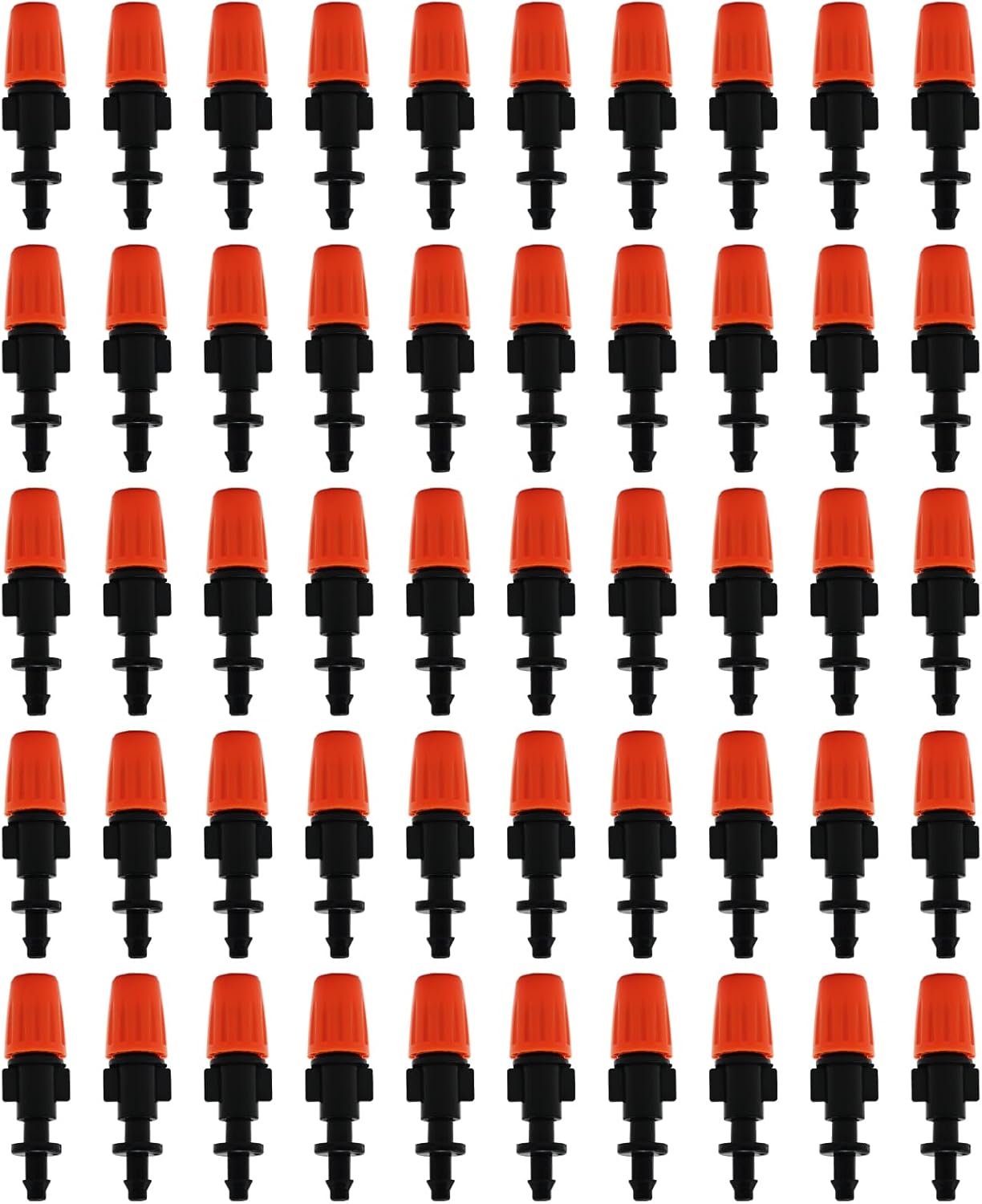 50 Pack Adjustable Atomizing Nozzles, 1/4 Inch Drip Irrigation Parts Sprayers Drippers, Drip Irrigation Spray Emitters, for Garden Greenhouse Agricultural Irrigation Patio Misting