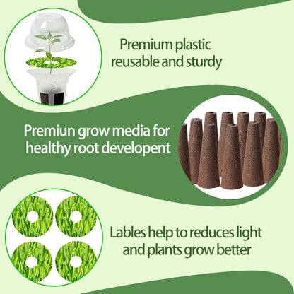 67 Seed Pod Kit for Aerogarden, Hydroponics Accessories for System Compatible with Hydroponics Supplies from All Brands, 12 Grow Sponges, 12 Grow Baskets, 12 Domes, 30 Pod Labels, 1 Tweezer (67 Pcs)