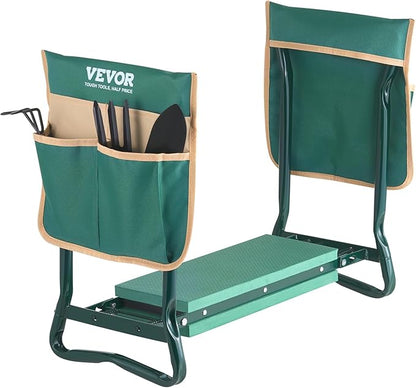 VEVOR Garden Kneeler and Seat Heavy Duty, Portable Garden Stool with 6'' EVA Kneeling Pad and 2 Tool Bags, Folding Garden Bench to Relieve Knee & Back Pain, Great Gifts for Seniors, Family Gardeners