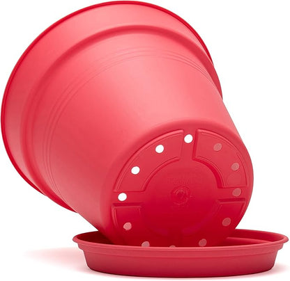 Mintra Home Garden Pots 4pk - Flowers, Herbs, Plants, Indoor, Outdoor, Colorful, Wholesale, Bulk (Coral, 19cm Diameter (7.5in))