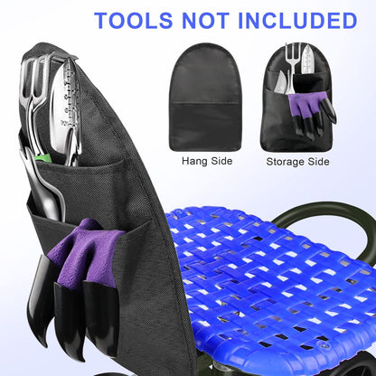 i COVER Garden Cart Rolling Stool Four Wheels with Tool Bag and Two Patio Gloves, Stable Workseat Sturdy Carts Adjustable Seat Height and Direction, Gardening Helper