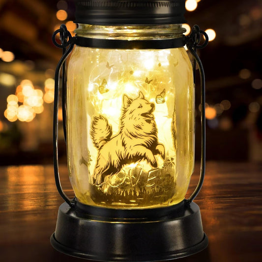 kyoryuger Samoyed Gifts for Women/Men Samoyed Dog Solar Lanterns Mom Birthday Dog Lovers Lantern Pet Loss Pet Memorial Lights Solar Garden Decoration for Yard, Patio,Backyard,Porch Torches