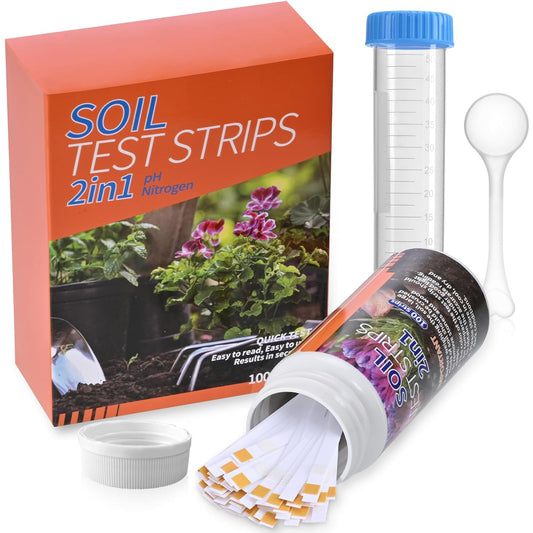 Upgrade pH and Nitrogen Soil pH Tester with Measuring Cylinder - Accurate 100 Soil Testing Kit Professional Soil pH Test Strips for Garden Lawn Yard Grass Flower Vegetable Compost Dirt