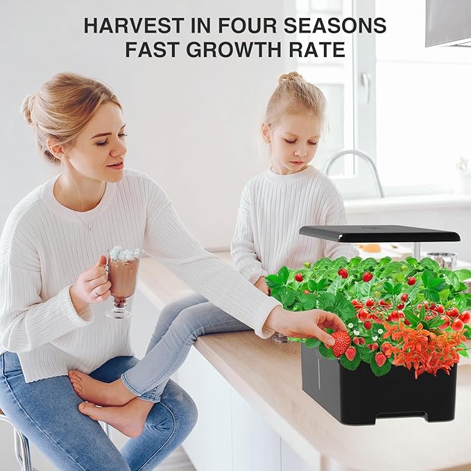 Hydroponics Growing System Herb Garden - MUFGA 18 Pods Indoor Gardening System with LED Grow Light, Plants Germination Kit(No Seeds) with Pump System, Adjustable Height Up to 17.7" for Home, Black