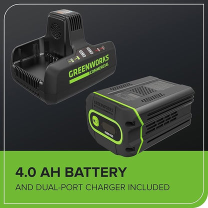 Greenworks 82V Brushless (760 CFM / 140 MPH) Cordless Leaf Blower, 4.0Ah Battery and Dual Port Charger (Great for Landscapers and Professionals)