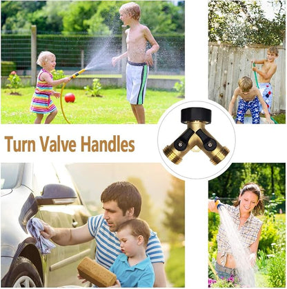 HQMPC Hose Splitter 2 Way Brass Y Valve +3/4" GHT Thread Extra 4 Pressure Washers