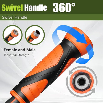 100FT Garden Hose Heavy Duty x 5/8", Lightweight Flexible Water Hose with Nickel-plated Fittings, Kink-Free, Leak-Proof, Easy Storage for Yard Lawn Care Male to Female