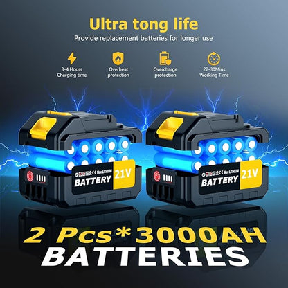 400,000RPM Handheld Leaf Blower Cordless with 2 Battery and Charger, 550CFM Lightweight Electric Cordless Leaf Blowers, 21V Battery Powered Leaves Blowers for Lawn Care, Patio, Car and Dus