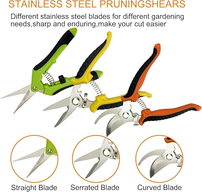 Pruning Shears, 4 Pack Garden Shears with Gardening gloves, Clippers Handheld, Stainless Steel Garden Snips, Lengnoyp Pruners for Gardening