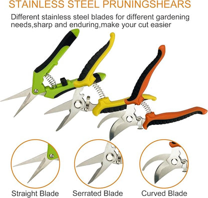 Pruning Shears, 5 Pack Garden Shears with Gardening gloves, Clippers Handheld, Stainless Steel Garden Snips, Lengnoyp Pruners for Gardening