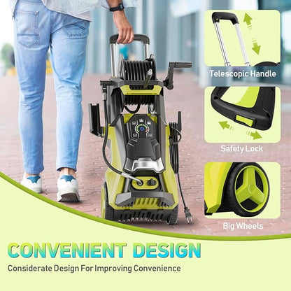Pressure Washer Power Washers with Touch Screen, 5000PSIIMAX, High Pressure Cleaning Machine with 4 Quick Connect Nozzles and Foam Cannon for Cars Driveways Patios Fences