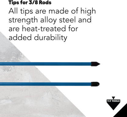 T&T Tools Standard Replacement Tips for 3/8" Soil Probe Rods - Compatible with Smart Stick & Mighty Probe - Ideal for Locating, Plumbing, Landscaping & Gardening Tools - Durable Metal Rod Tips,12-Pack