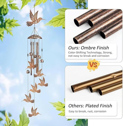 Hummingbird Wind Chimes for Outside,Gardening Gifts for Bird Lover，Women，Men/Mom，Birthday Party Decorations,Memorial Gifts,Wind Chimes Outdoors，Indoors,Room,Home,Wall,Garden,Patio,Yard Decor