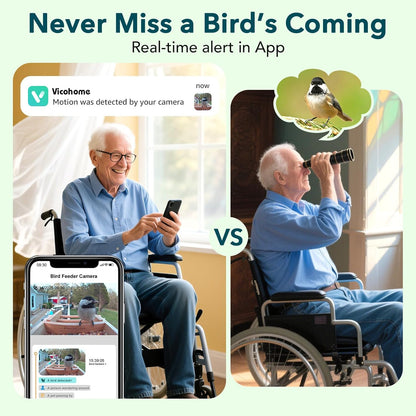 PeckCam® Bird Feeder with Camera - 4MP 2K Live AI Bird Species Identification Instant Arrival Alerts - Smart Cameras Birds Feeders Solar Powered Birdwatching Gift for Birdlover Mom Dad, 2.4GHz WiFi