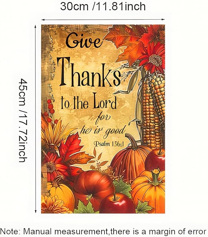 Fall Pumpkin Thanksgiving Welcome Flag 12x18 Double Sided Autumn Outdoor Garden Yard Decoration Banner Harvest Home Decor Large Outdoor Fall Flags Garden Flags for Outside Autumn Flags