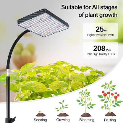 Grow Light with Stand and Timer, 25 Watt Power Home Plug Standing Tall Plant Light, Full Spectrum Grow Lights for Indoor Houseplants, Bonsai Tree, Seed Starting, 24"-64" Height Adjustable