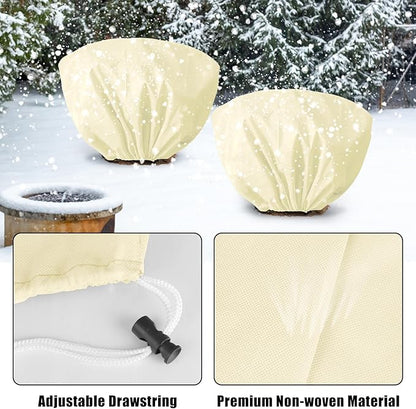 8 Pcs Plant Covers Frost Protection Bag 39.3" x 19.6" Winter Reusable Plants Jacket with Drawstring Shrub Protection Wraps Bags Frost Blanket for Winter Outdoor Garden Plants