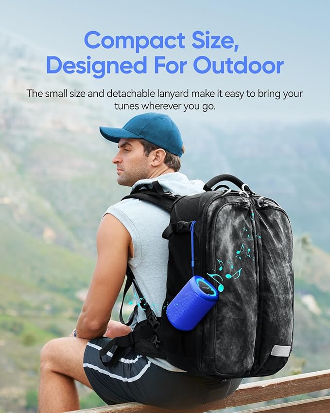 Portable Bluetooth Speaker with Lights, Stocking Stuffers, Powerful Crystal Clear Sound, IPX5 Waterproof, All Day Playtime, BT 5.3, TWS Paring, Small Wireless Speaker for Outdoor, White Elephant Gifts