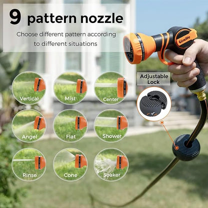 Giraffe Tools Retractable Garden Hose Reel 1/2 Inch x 100 ft, Super Heavy Duty, Any Length Lock, Slow Return System, Wall Mounted and 180 Deg Swivel Metal Bracket