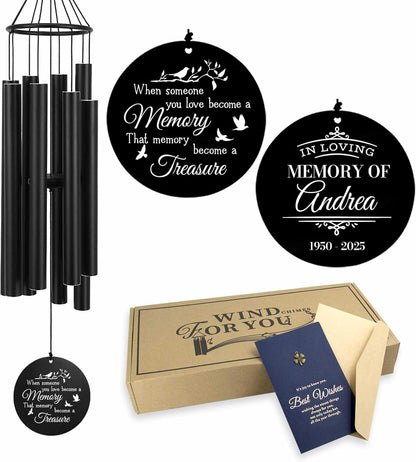 Personalized 36" Memorial Wind Chimes, Bereavement Gift to Honor a Loved One's Remembrance, Sympathy Gift for Loss of Mother Father Husband, for Outdoor Garden