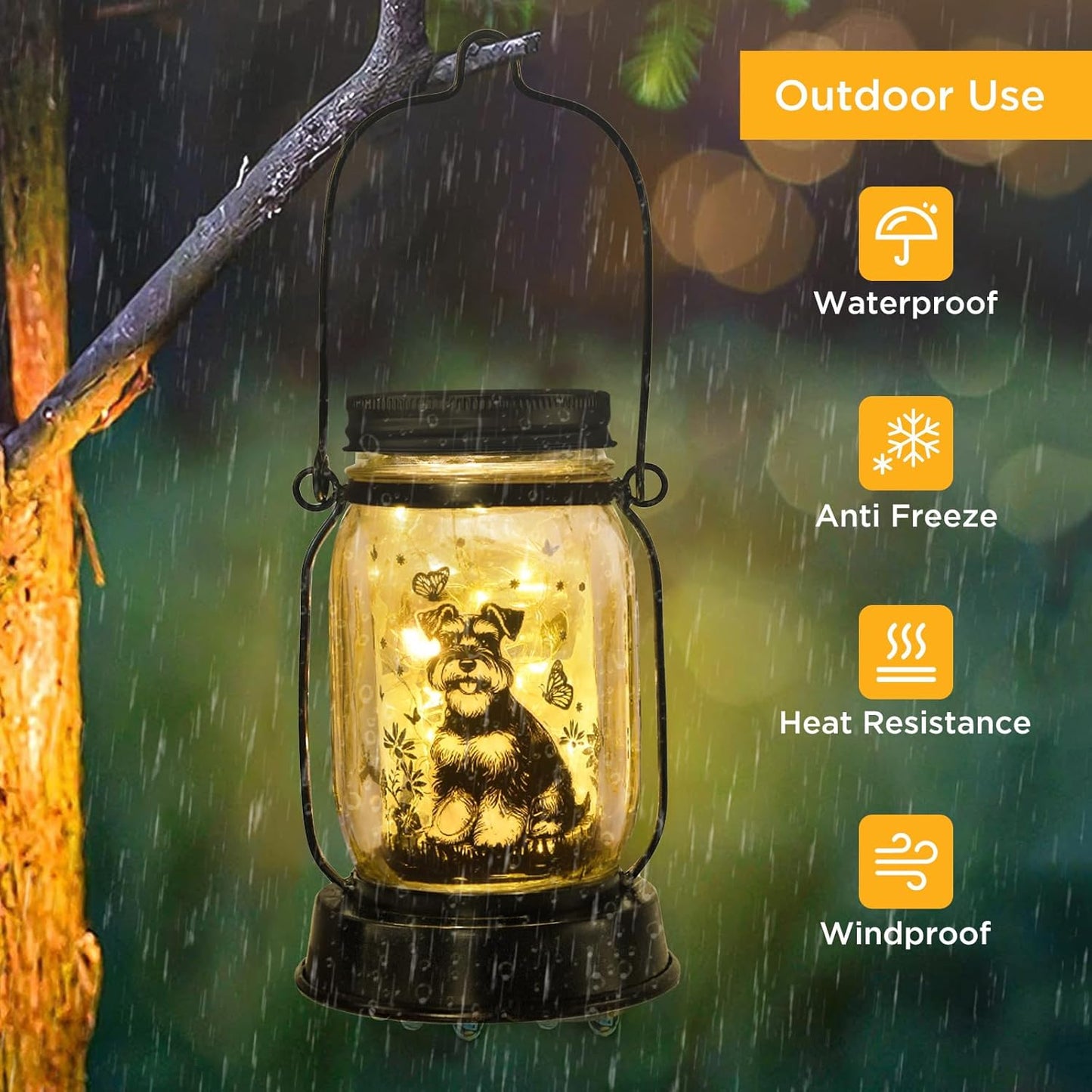 Schnauzer Gifts for Women/Men Schnauzer Solar Lanterns Dog Mom Birthday Dog Lovers Lantern Pet Loss Pet Memorial Lights Solar Garden Decoration for Yard, Patio,Backyard,Porch Torches