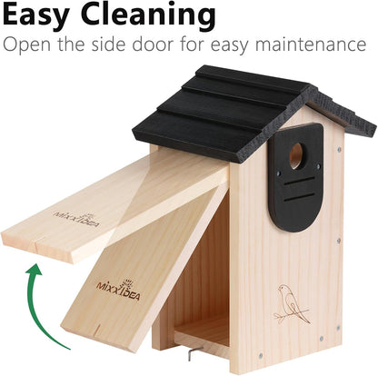 MIXXIDEA 12.7" Large Bird House for Outside, Cedar Bluebird Houses, No Assembly Required, Sturdy Nesting Bird Box for Bluebird Chickadee Wren Swallow Finch (Pack of 1)