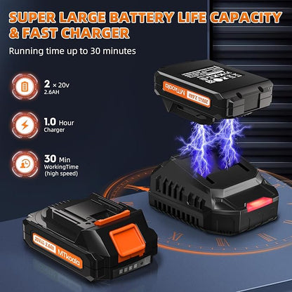 2025 Upgrade Leaf Blower, Leaf Blower Cordless with 2 * 2.6AH Batteries and Fast Charger, 450CFM &150MPH and 2 Speed Mode, Lightweight Electric Leaf Blowers for Lawn,Yard, Leaves, Dust,Snow Care