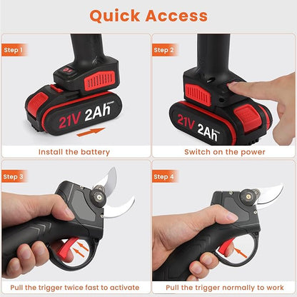 Anbull Electric Pruning Shears, Professional Cordless Electric Pruning Shears Pruner with 2PCS Backup Rechargeable 2Ah Lithium Battery Powered Tree Branch Pruner - 1.2inch (30mm) Cutting Diameter