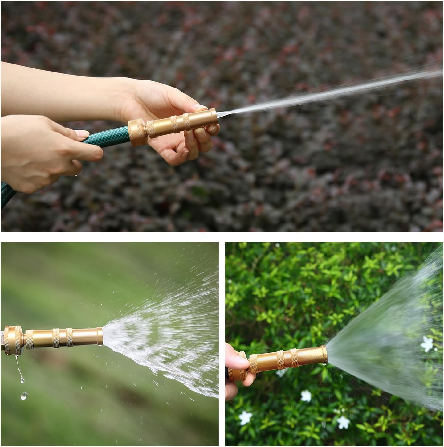 Hose Sprayer Nozzle Sets, Heavy-Duty Adjustable Twist Hose Nozzle and High Pressure Sweeper Nozzle for 3/4” connector