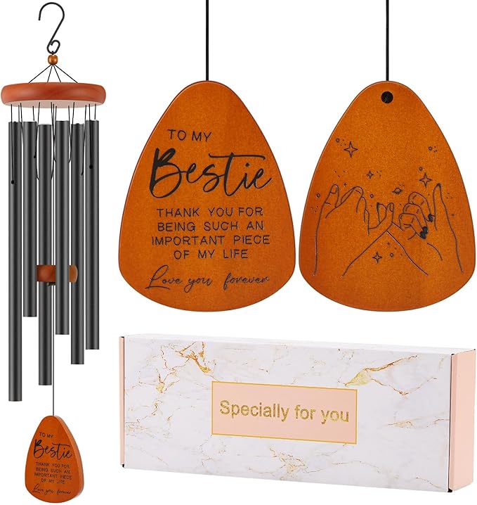 Bestie Gift for Women, Friend Gifts for Women, Unique Friendship Sister Gifts for Birthday, Mothers Day, Christmas, 32 Inch Wind Chimes Gift for Home Decor