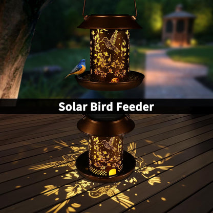 Hummingbird Solar Bird Feeder for Outdoors Solar Lanterns Metal Waterproof Outside Wild Bird Feeders Birthday Gifts for Women Mom Grandma Outdoor Hanging Garden Decor Lights for Yard, Patio