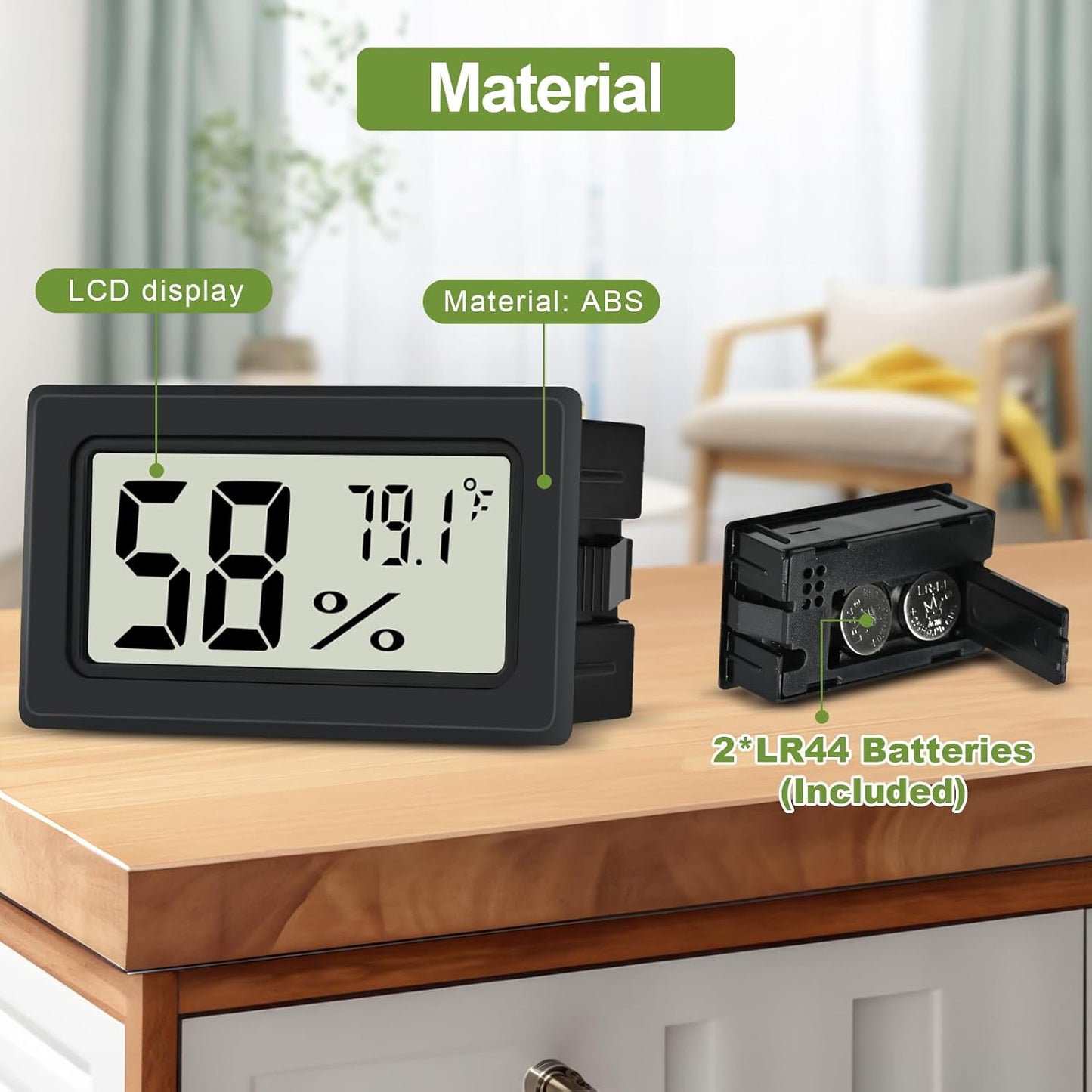 Humidity Meter Indoor Thermometer 6-Pack Mini Digital Thermometer Hygrometer Indoor Temperature Humidity Meters Gauge LCD Display Fahrenheit (℉) for Humidors, Greenhouse, Reptile Tank, Cellar, Closet