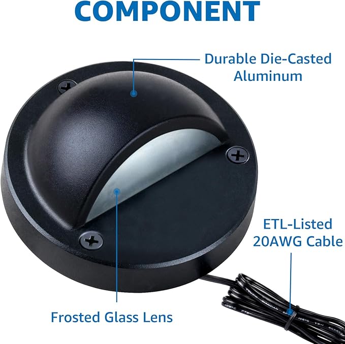 SUNVIE All-in-One Low Voltage Deck Lights Kit, 8 Pack 5W Low Voltage Landscape Lighting with 60W Transformer 100FT Wire and Connectors, 3000K 12-24V AC/DC LED Deck Step Lights for Fence Post Patio