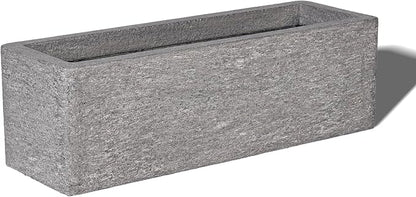 24 Inch Rectangular Concrete Planter,Durable All-Weather Use with Drainage Holes,Large Rectangular Planter for Outdoor Indoor Plants
