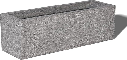 24 Inch Rectangular Concrete Planter,Durable All-Weather Use with Drainage Holes,Large Rectangular Planter for Outdoor Indoor Plants