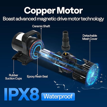 VIVOHOME 310W 5300GPH Submersible Water Pump with 180° Seamless Adjustable Nozzle and Barrier Bag for Koi Pond Waterfall Fountains Fish Tank