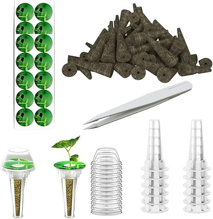 64pcs Seed Pod Kit for Aerogarden, Hydroponics Supplies for All Brands Hydroponics Growing System, Grow Anything Kit with 20 Grow Sponges, 20 PVC Labels, 12 Plant Baskets & Domes, 1pc Tweezer
